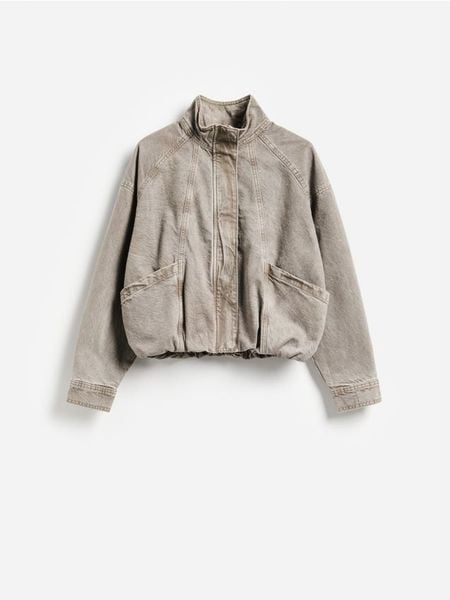 Jeansowa kurtka bomber - brązowy. Brązowe kurtki Reserved, l, bez wzorów, z bawełny, bez kaptura. Za 179.99 zł.