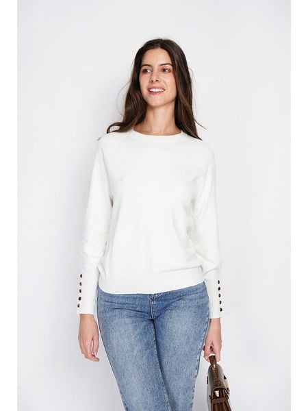 ASSUILI Sweter w kolorze białym rozmiar: 34. Białe swetry Assuili, bez wzorów, klasyczne, bez ramiączek. Za 113.99 zł.