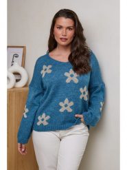 Curvy Lady Sweter w kolorze niebieskim rozmiar: 44/46. Niebieskie swetry Curvy Lady, bez wzorów, ze splotem, klasyczne, bez ramiączek. Za 110.55 zł.