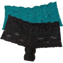 Figi "panty" z koronki (2 pary) bonprix czarno-kobaltowo-turkusowy. Bokserki damskie marki bonprix. Za 35.98 zł.