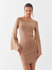 Liu Jo Sukienka dzianinowa CF3189 MS32N Złoty Regular Fit. Żółte sukienki Liu Jo, l, bez wzorów, z dzianiny, bez kołnierzyka, bez ramiączek. Za 249.99 zł.