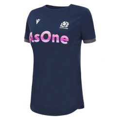 Damski bawełniany T-shirt Écosse Murrayfield Op2 2023. Niebieskie t-shirty Macron, bez wzorów, z bawełny, sportowe, bez kołnierzyka, bez ramiączek. Za 176.50 zł.