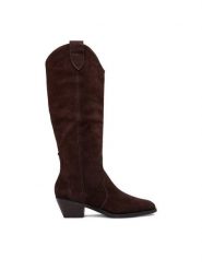 Badura Kozaki EO-ENLAI-WS1226-03Z Brązowy ciemny. Brązowe kozaki Badura, bez wzorów, ze skóry, bez obcasa, na słupku, bez zapięcia. Za 549.99 zł.