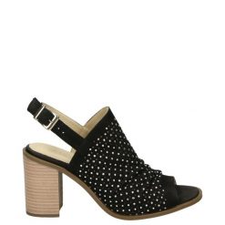 SANDAŁY 26323169 BLAC. Sandały Venezia, bez wzorów, z nubiku, bez obcasa, bez zapięcia. Za 179.00 zł.