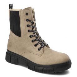 Beżowe Botki Rieker Ocieplane Buty Damskie. Brązowe botki Rieker, bez wzorów, z materiału, eleganckie, bez obcasa, bez zapięcia. Za 329.00 zł.