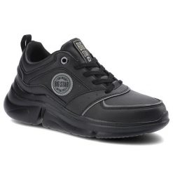 Czarne Sneakersy Big Star Damskie Sportowe Buty. Czarne buty sportowe lifestyle BIG STAR, na wiosnę, z aplikacjami, ze skóry ekologicznej, bez zapięcia. Za 139.00 zł.