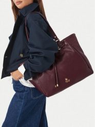 Beverly Hills Polo Club Torebka CEO-BHPC-C-008-10 Bordowy. Czerwone shopper bag Beverly Hills Polo Club, bez wzorów, ze skóry, bez dodatków. Za 279.99 zł.