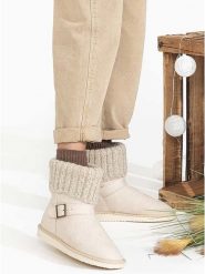 Blackfield Botki zimowe "Kylie" w kolorze kremowym rozmiar: 37. Brązowe botki Blackfield, bez wzorów, z materiału, bez obcasa, bez zapięcia. Za 148.61 zł.