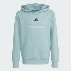 Bluza z kapturem adidas Slogan Fleece Hoodie. Niebieskie bluzy z kapturem adidas, s, bez wzorów, z bawełny, z kapturem, na jogę i pilates. Za 179.00 zł.