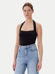 Guess Top W5YP28 KACM2 Czarny Regular Fit. Czarne topy Guess, s, z aplikacjami, bez kołnierzyka, bez ramiączek. Za 195.00 zł.