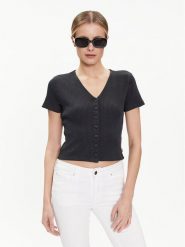 Levi's® Bluzka Monica A7182-0001 Czarny Slim Fit. Czarne bluzki m, bez wzorów, z bawełny, bez kołnierzyka, bez ramiączek. Za 79.99 zł.
