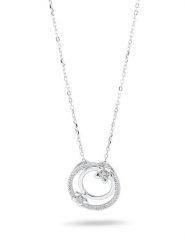 CHARM'S Srebrny naszyjnik z elementem ozdobnym - dł. 47 cm rozmiar: onesize. Szare naszyjniki CHARM'S, z materiału, z cyrkonią, srebrne. Za 127.95 zł.