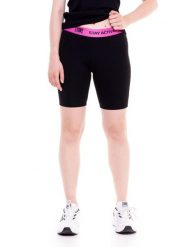 Krótkie legginsy Energy. Czarne legginsy LEONE 1947 APPAREL, bez wzorów, z bawełny, sportowe, krótkie. Za 42.06 zł.