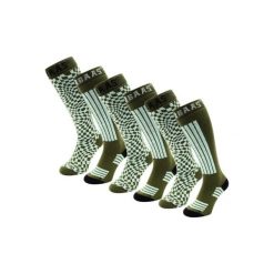 Skarpety narciarskie - unisex - 6 par - oliwkowo-zielone. Zielone skarpetki POEDERBAAS, bez wzorów, z wełny, narciarskie. W wyprzedaży za 329.62 zł.