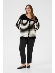 KAFFE curve Kardigan "Lizzy" w kolorze kremowo-czarnym rozmiar: L. Czarne swetry KAFFE curve, l, bez wzorów, bez ramiączek. Za 104.99 zł.