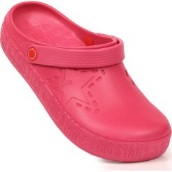 Klapki damskie chodaki różowe Big Star II275007. Czerwone klapki BIG STAR, bez wzorów, z materiału, retro, bez obcasa, bez zapięcia. Za 69.99 zł.