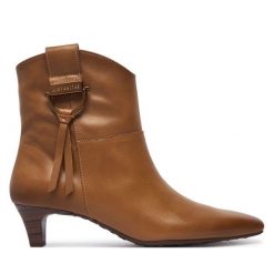 Botki Hispanitas. Brązowe botki Hispanitas, bez wzorów, bez obcasa, na słupku, bez zapięcia. Za 789.99 zł.