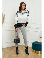 L'armoire de Suzette Sweter w kolorze czarno-jasnoszarym rozmiar: 38/40. Białe swetry L'armoire de Suzette, l, bez wzorów, ze splotem, klasyczne, bez ramiączek. Za 165.31 zł.