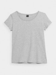 4F T-shirt regular gładki damski S. Szare t-shirty 4f, s, bez wzorów, z bawełny, bez kołnierzyka, bez ramiączek. Za 49.99 zł.