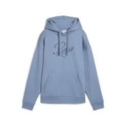 Damska bluza z kapturem Essentials Script Comfort PUMA Cool Blue. Niebieskie bluzy Puma, bez wzorów, z kapturem, do biegania. Za 249.00 zł.