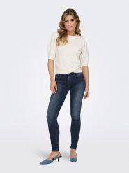 ONLY Dżinsy - Skinny fit - w kolorze granatowym rozmiar: XS/L32. Niebieskie jeansy ONLY, l, z aplikacjami, ze skóry, klasyczne, z podwyższonym stanem. Za 88.23 zł.