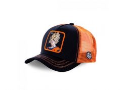 Czapka Trucker Capslab x Dragon Ball Z (Goku Saiyen) - Czarny/Pomarańczowy. Brązowe czapki z daszkiem CapsLab, na lato, bez wzorów, z bawełny, biznesowe. Za 177.62 zł.
