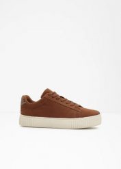 Sneakersy. Brązowe buty sportowe lifestyle bonprix, bez wzorów, sportowe, bez zapięcia. Za 149.99 zł.