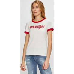 Wrangler - Top. Białe t-shirty Wrangler, bez wzorów, z bawełny, bez kołnierzyka, bez ramiączek. W wyprzedaży za 69.90 zł.