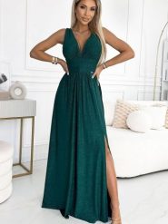 Sukienka Model 490-3 Bottle Green - Numoco. Zielone sukienki NUMOCO, l, bez wzorów, z elastanu, wizytowe, bez kołnierzyka, plus size, bez ramiączek, maxi. Za 468.08 zł.