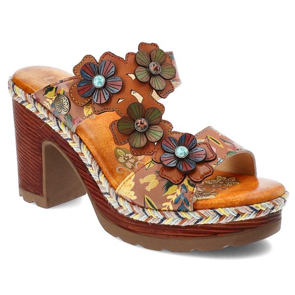 Pomarańczowe Klapki Laura Vita Eleganckie Obuwie Damskie. Brązowe klapki LAURA VITA, bez wzorów, eleganckie, bez obcasa, na obcasie, bez zapięcia. Za 289.00 zł.