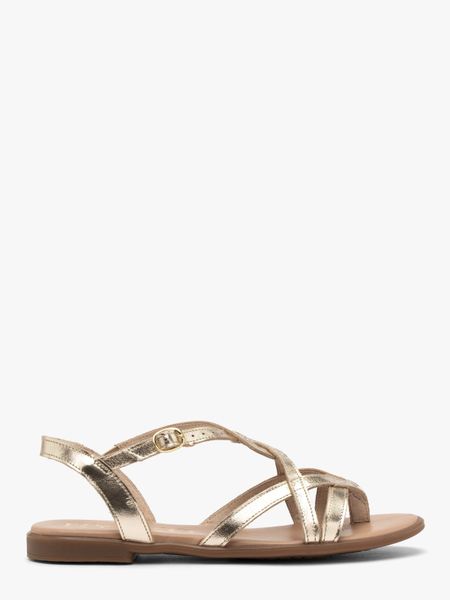 Platynowe sandały damskie płaskie. Szare sandały Ryłko, bez wzorów, ze skóry, z okrągłym noskiem, bez obcasa, na płaskiej podeszwie, bez zapięcia. W wyprzedaży za 199.99 zł.