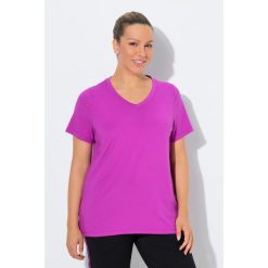 Damskie Bluzka funkcyjna wąska dekolt w szpic rękaw 1/2 z recyklingu. Czerwone t-shirty sportowe Ulla Popken, plus size, bez wzorów, z elastanu, bez ramiączek. Za 199.99 zł.