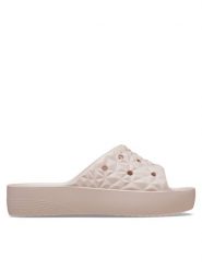 Crocs Klapki Classic Platform Geometric Slide W 209564 Różowy. Czerwone klapki Crocs, bez wzorów, z tworzywa sztucznego, bez obcasa, bez zapięcia. Za 239.99 zł.