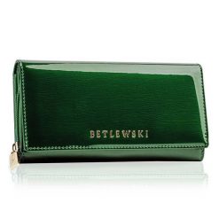 Portfel damski BETLEWSKI ZBPD-BS-106 zielony. Zielone portfele Betlewski, bez wzorów, ze skóry. Za 139.99 zł.