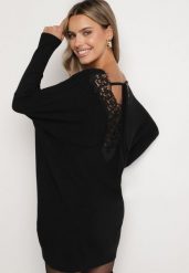 Czarny Sweter z Wiskozą i Modalem oraz Ozdobnym Wiązaniem Zinnisca. Czarne swetry Born2be, uniwersalny, bez wzorów, z jeansu, eleganckie, bez ramiączek. W wyprzedaży za 93.49 zł.
