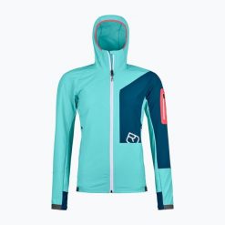 Kurtka softshell damska ORTOVOX Berrino Hooded. Niebieskie kurtki przejściowe sportowe ORTOVOX, bez wzorów, z softshellu, bez kaptura, trekkingowe. Za 999.99 zł.