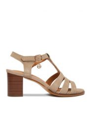 Lasocki Sandały CEO-25F531-4 Beżowy. Brązowe sandały Lasocki, bez wzorów, ze skóry, bez obcasa, na słupku, bez zapięcia. Za 229.99 zł.