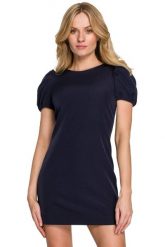 Elegancka sukienka mini krótkie bufiaste rękawy atramentowa. Niebieskie sukienki Sukienki.shop, na imprezę, m, bez wzorów, eleganckie, bez kołnierzyka, bez ramiączek, mini. Za 249.00 zł.