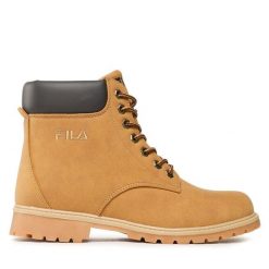 Trapery Fila. Żółte traperki Fila, bez wzorów, bez obcasa, bez zapięcia. Za 339.99 zł.