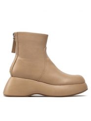 DeeZee Botki ZALY8813-8 Beżowy. Brązowe botki DeeZee, bez wzorów, ze skóry, bez obcasa, na koturnie, bez zapięcia. Za 179.99 zł.