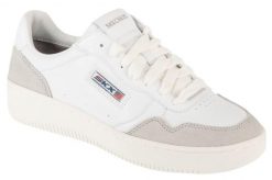 Buty sportowe Sneakersy damskie, Sport Court 2.0 - On The Block. Białe buty treningowe Skechers, bez wzorów, z materiału, przed kostkę, bez zapięcia, trekkingowe, skechers sport. Za 249.99 zł.