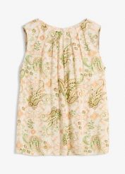 Top z lejącej wiskozy. Brązowe topy bonprix, bez wzorów, z wiskozy, eleganckie, bez kołnierzyka, bez ramiączek. Za 79.99 zł.