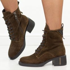 Khaki skórzane botki damskie na obcasie Vinceza 89162. Brązowe botki VINCEZA, bez wzorów, z dzianiny, eleganckie, z okrągłym noskiem, bez obcasa, na obcasie, bez zapięcia. Za 359.00 zł.