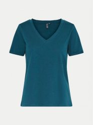 Pieces T-Shirt Ria 17120455 Turkusowy Regular Fit. Niebieskie t-shirty Pieces, s, bez wzorów, z bawełny, bez kołnierzyka, bez ramiączek. Za 49.99 zł.