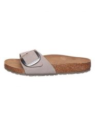 Birkenstock Klapki "Madrid" w kolorze szarym rozmiar: 40. Brązowe klapki Birkenstock, bez wzorów, klasyczne, z otwartym noskiem, bez obcasa, bez zapięcia. Za 405.95 zł.