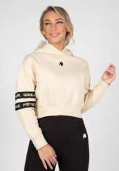 Tracey Cropped Bluza z kapturem - Beżowy. Brązowe bluzy GORILLA WEAR, l, bez wzorów, z bawełny, bez ramiączek, z kapturem. Za 356.00 zł.