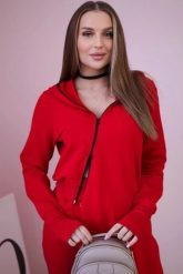 Komplet dresowy bluza z dłuższym bokiem czerwony. Czerwone bluzy KESI, l, bez wzorów, z bawełny, bez ramiączek, bez kaptura. Za 334.56 zł.