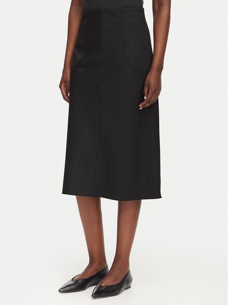 HUGO Spódnica midi Rasiana 50564165 Czarny Regular Fit. Czarne spódnice Hugo, bez wzorów, z syntetyku, midi. Za 794.99 zł.