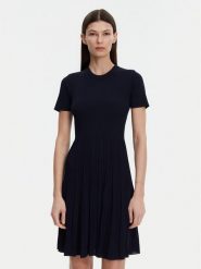 MICHAEL Michael Kors Sukienka dzianinowa MS5830OBFD Granatowy Slim Fit. Niebieskie sukienki MICHAEL Michael Kors, l, bez wzorów, z dzianiny, bez kołnierzyka, bez ramiączek. Za 779.99 zł.
