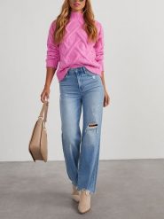 LA Angels Sweter w kolorze różowym rozmiar: M. Różowe swetry LA Angels, m, bez wzorów, bez ramiączek. Za 253.54 zł.